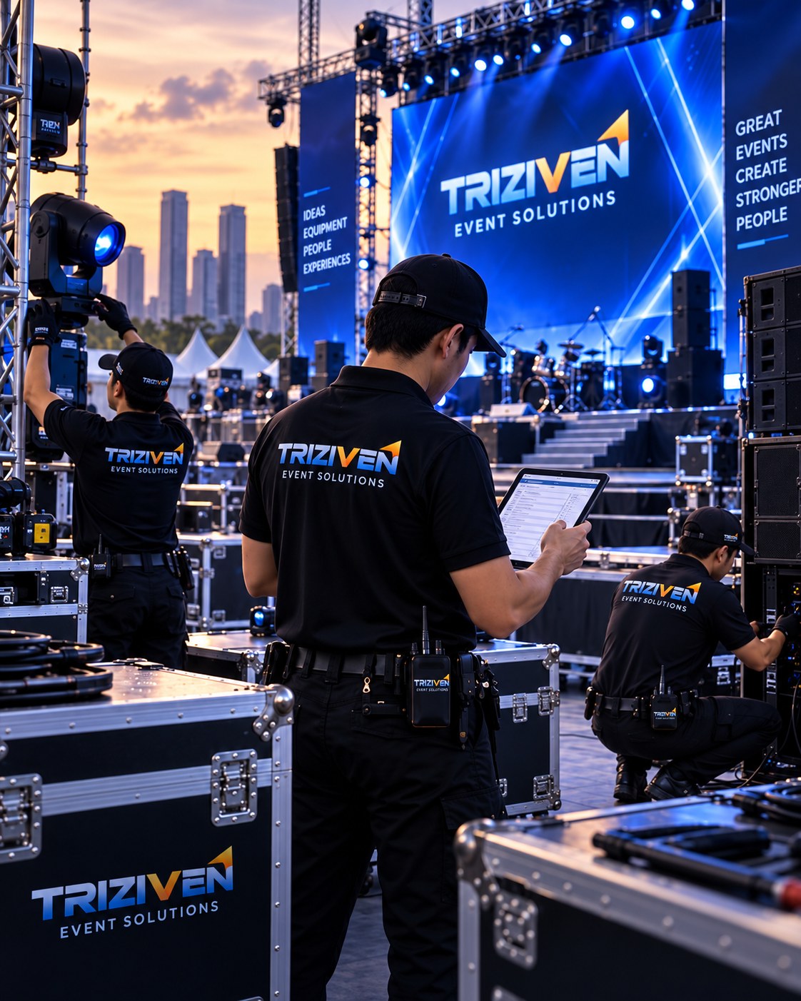 Triziven Event Solutions menangani kebutuhan produksi event dengan perlengkapan dan panggung profesional