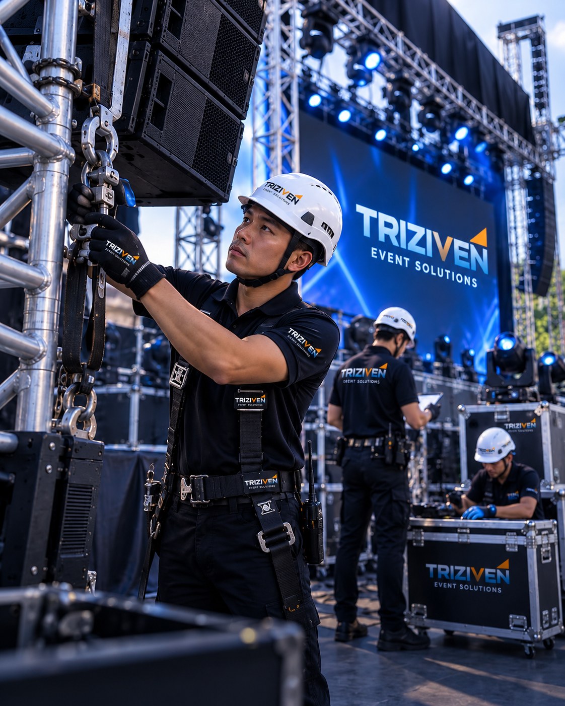 Kru teknis Triziven menjalankan persiapan dan produksi event secara profesional